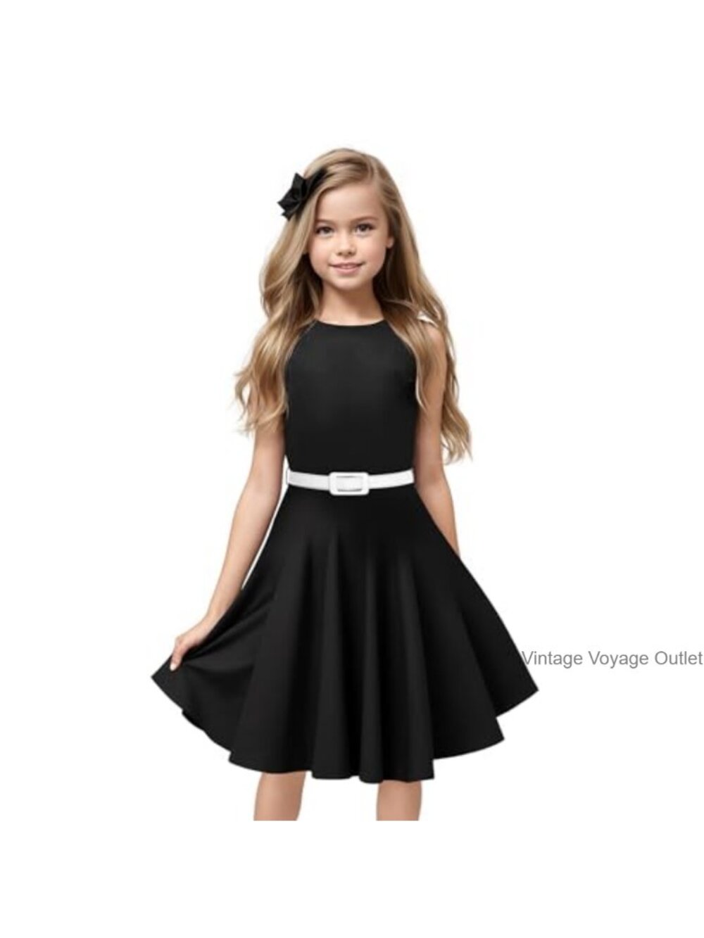 Vintage 50s Sleeveless Cotton Spandex Special Occasion Dress Girls Size 6-14
